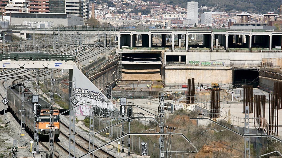 obras en la estacion de la Sagrera