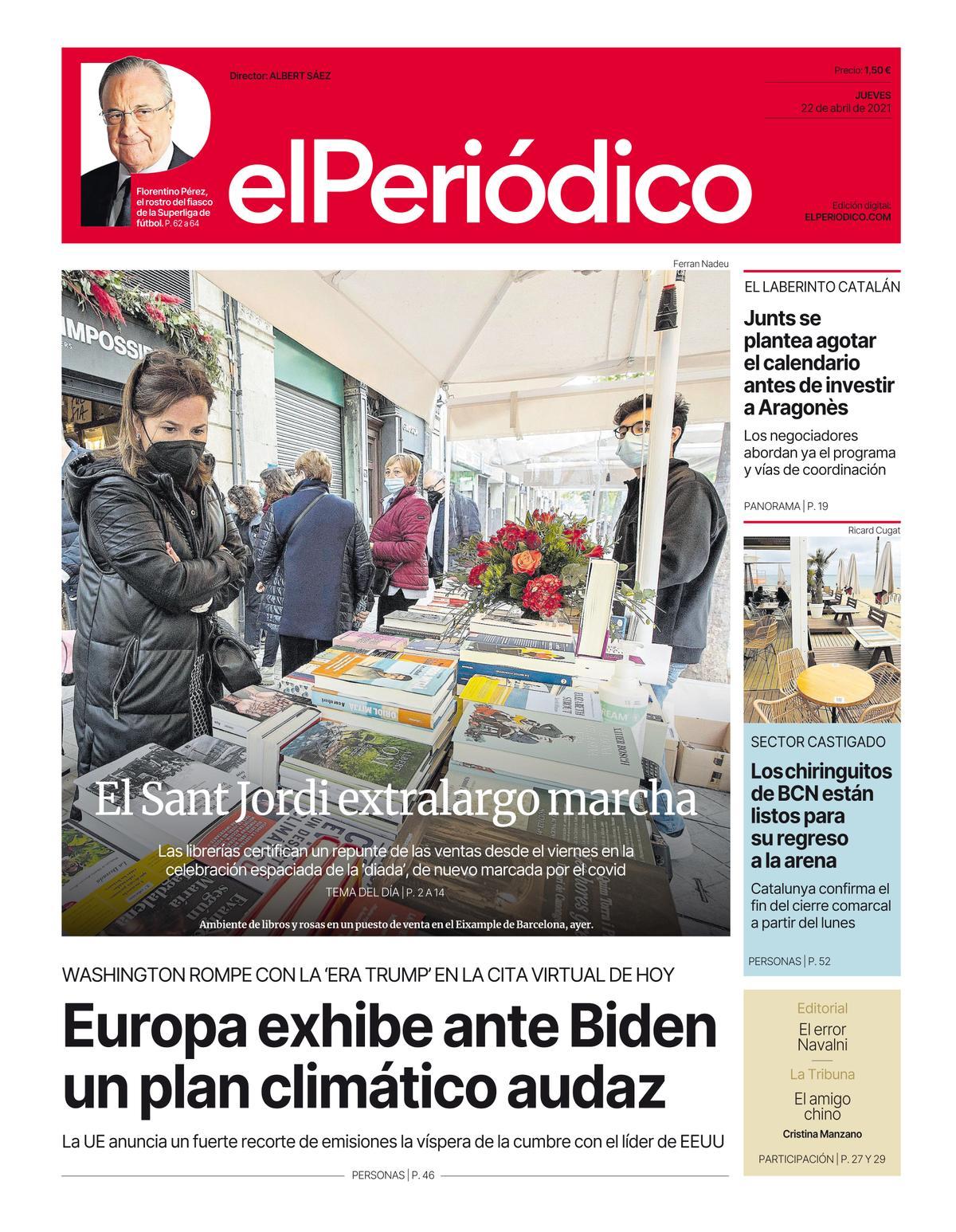 La portada d’EL PERIÓDICO del 22 d’abril del 2021