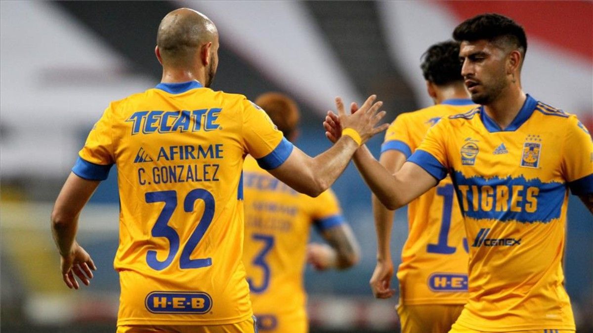 Los jugadores de Tigres UANL celebran un gol esta temporada.