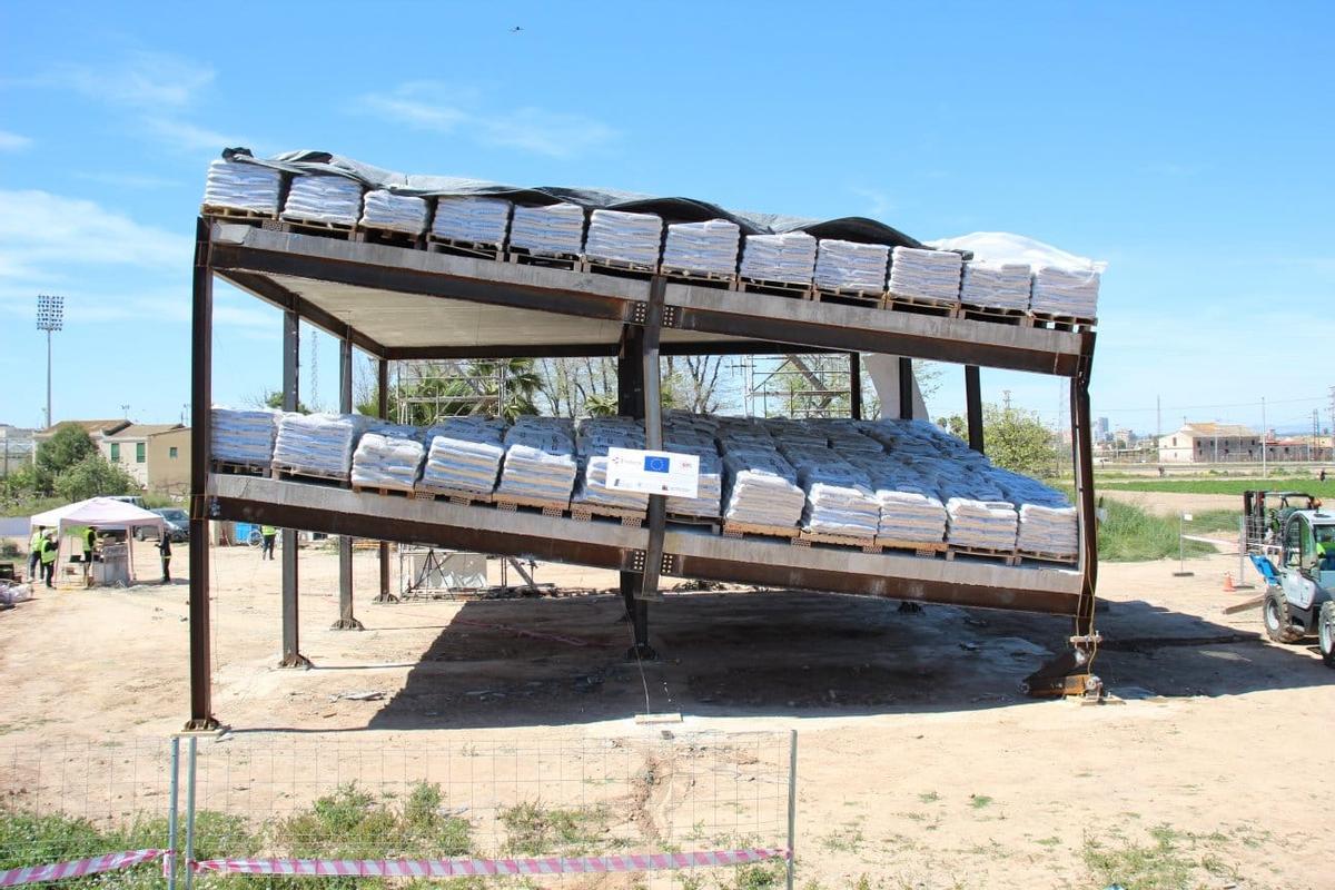 Estructura de un edifico construida por la UPV para testar el método de "fusibles estructurales"