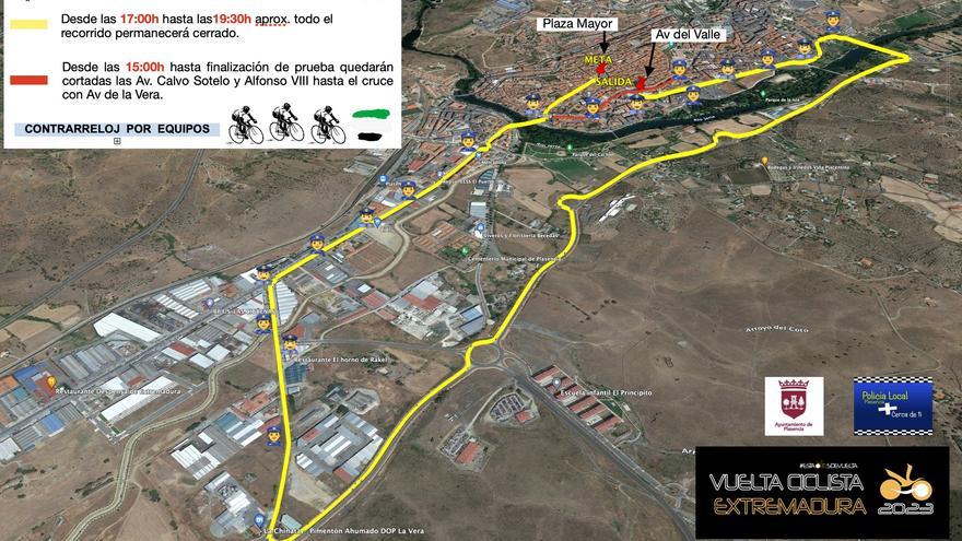 Cierre de calles al tráfico en Plasencia, por la Vuelta Ciclista a Extremadura