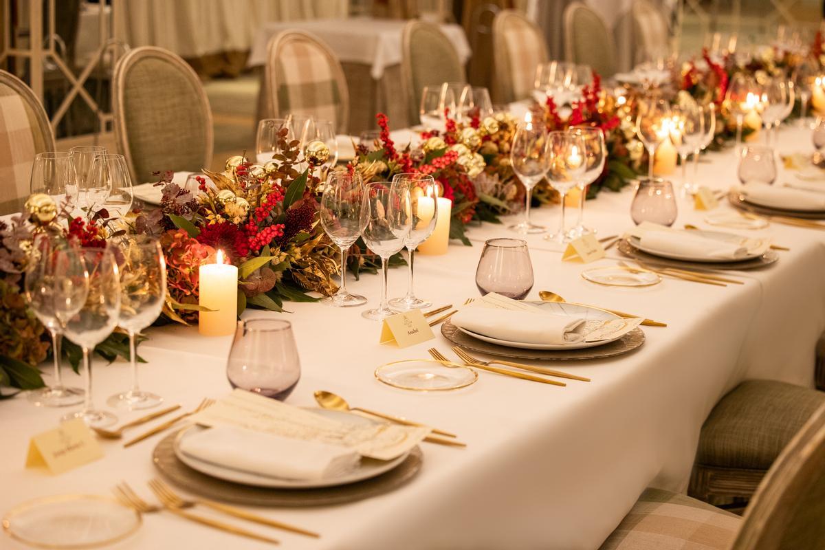 Montaje navideño de una mesa de grupo este año en el Majestic Hotel &amp; Spa.