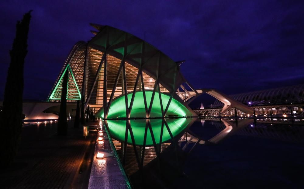 Las Artes y las Ciencias se iluminan de verde