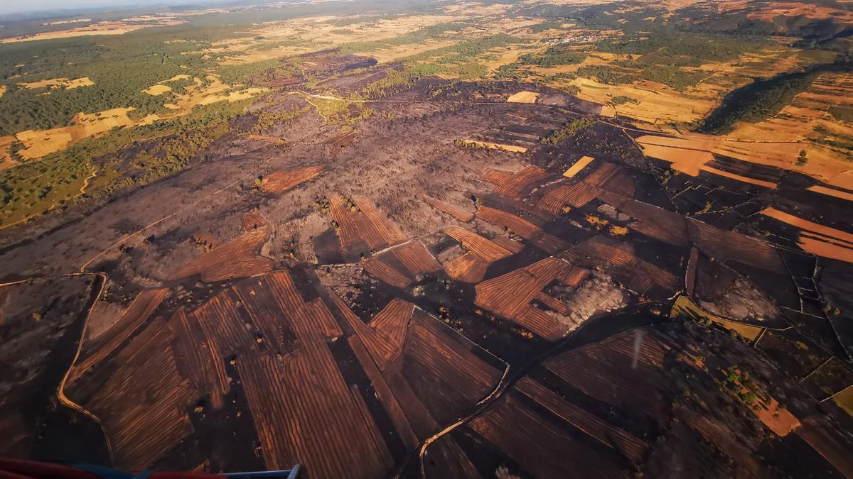 Vista aérea de la superficie calcinada en Lober de Aliste.