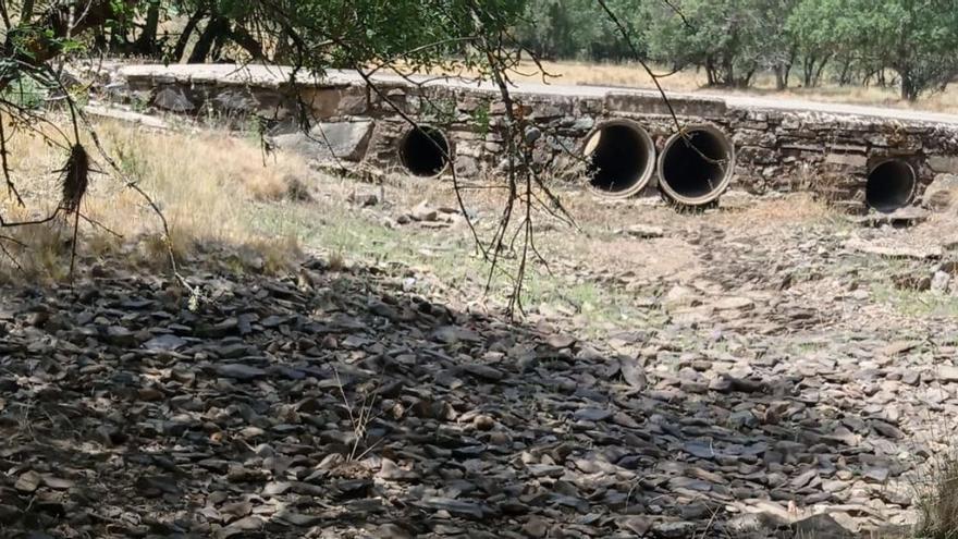 Puente de Rabanales sobre el río Cebal, sin agua.