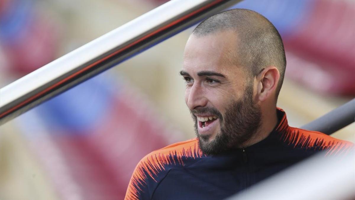 Aleix Vidal durante un entrenamiento con el FC Barcelona la temporada pasada