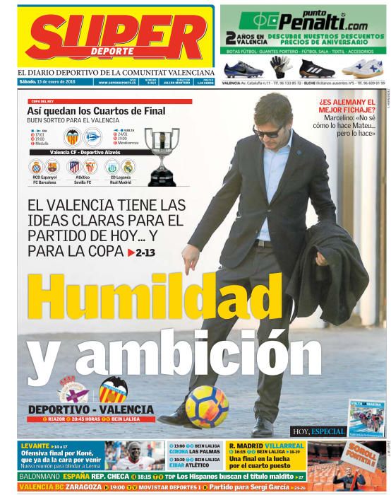 Portadas deportivas sábado 13 de enero de 2018