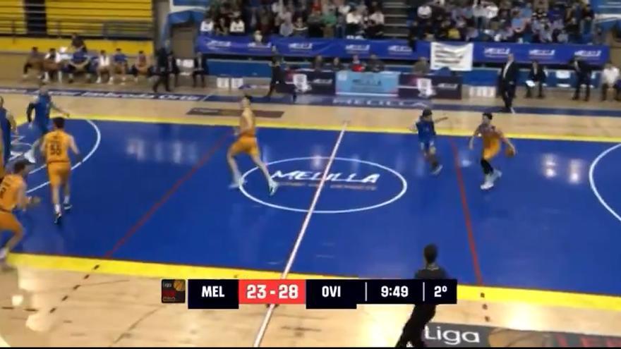 Así fue la canasta que no se le contabilizó a Marc Martí en el partido de la LEB Oro entre el Melilla y el Alimerka Oviedo Baloncesto