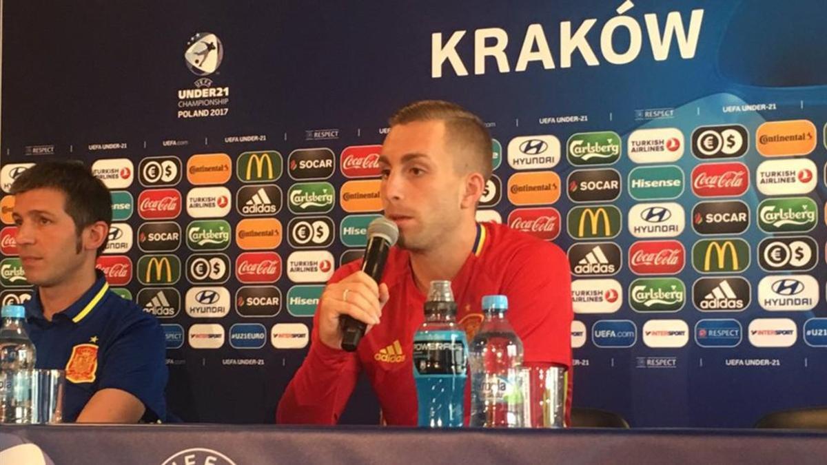 Deulofeu, durante su comparecencia de prensa previa a la final del Europeo sub 21