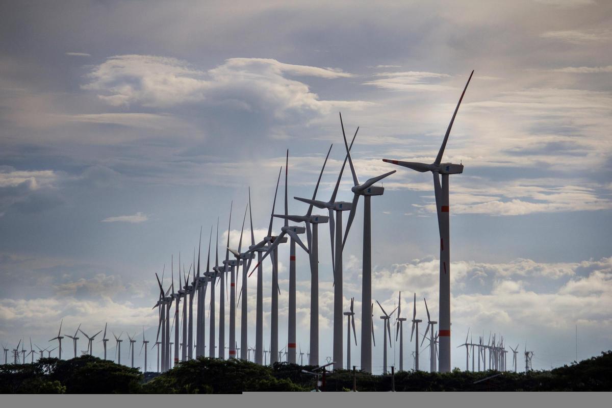 Una imagen de un parque de energía eólica.