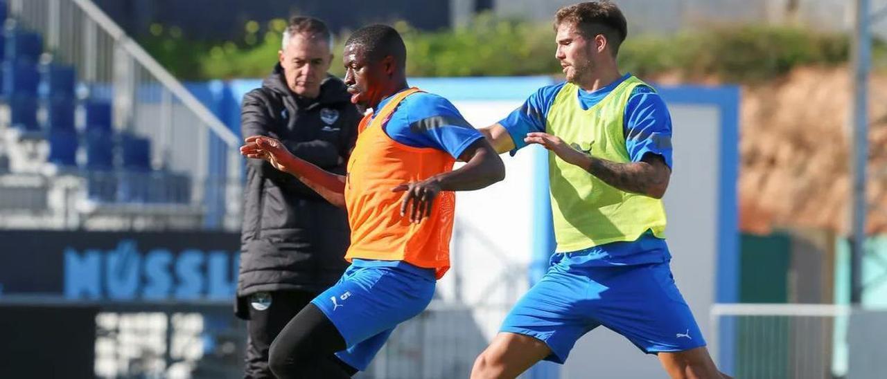 Lucas Alcaraz sigue los movimientos de sus futbolistas durante uno de los entrenamientos.