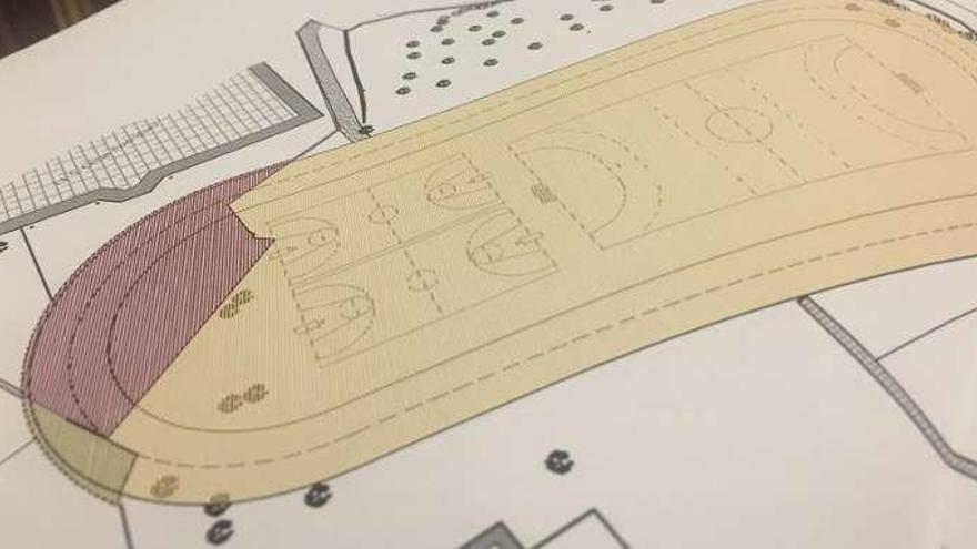 El plano del velódromo de Grado.