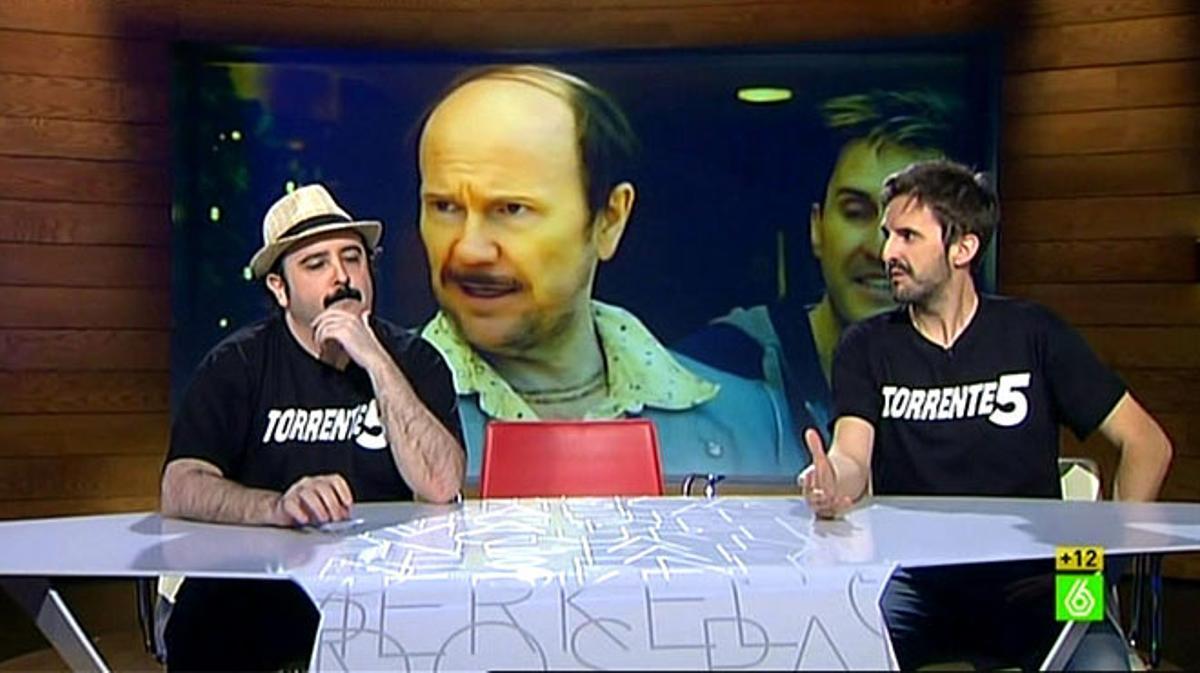 Los actores Carlos Areces y Julián López, en ‘El intermedio’ (La Sexta), en silencio sobre ’Torrente 5’.