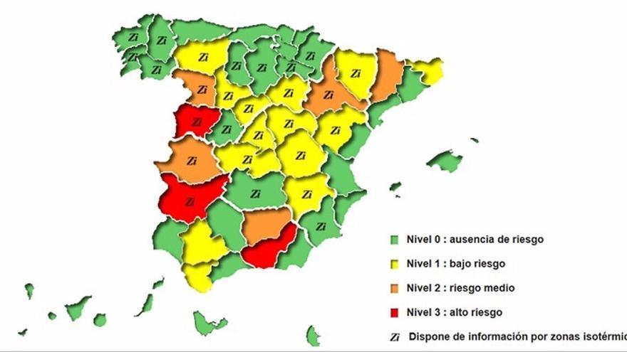 Mapa de alertas en España para los próximos días.