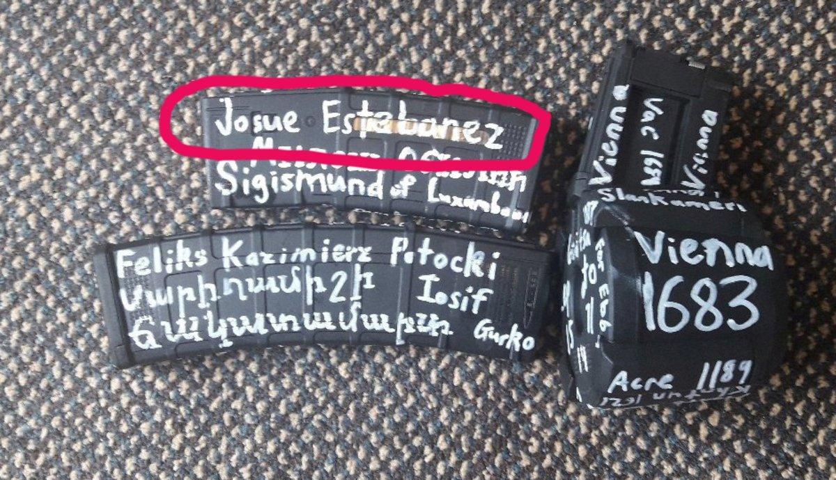 Ammunition is seen in this undated photo posted on twitter on March 12, 2019 by the apparent gunman who attacked a mosque in Christchurch, New Zealand.  Twitter/via REUTERS   ATTENTION EDITORS -  THIS IMAGE HAS BEEN SUPPLIED BY A THIRD PARTY. NO RESALES. NO ARCHIVES