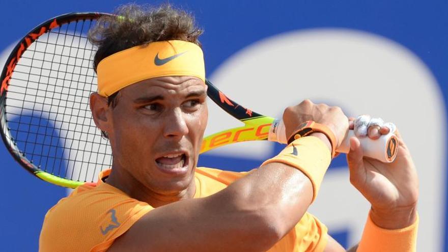 Rafa Nadal durante el partido ante Roberto Carballés.