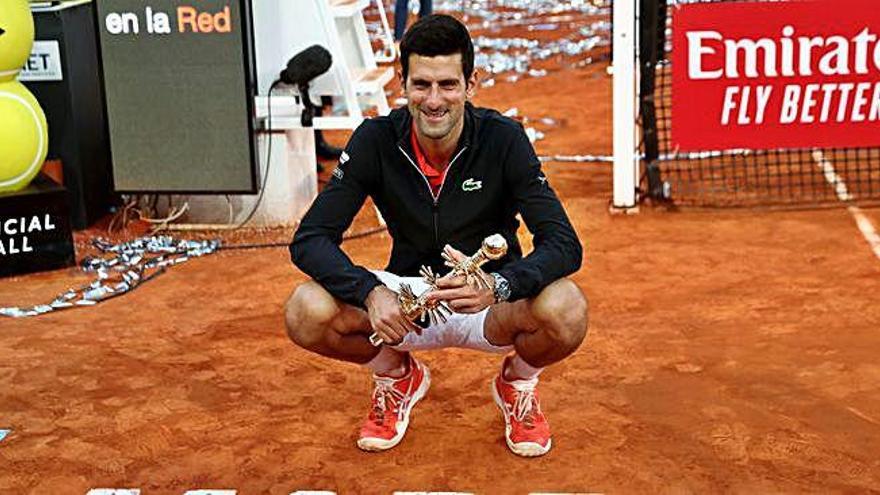 Djokovic celebra el triomf a Madrid.