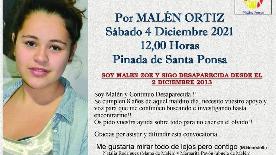 Concentración en recuerdo de Malén Ortiz, desaparecida hace ocho años