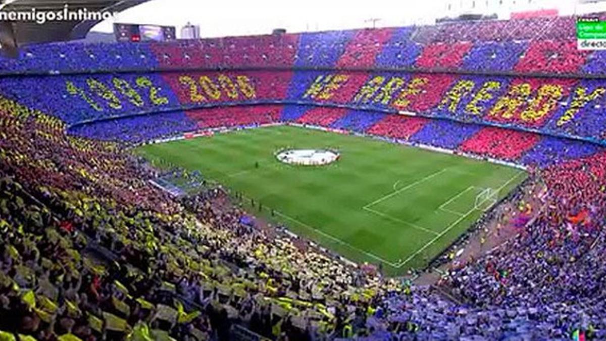 Así lució el mosaico en el Camp Nou