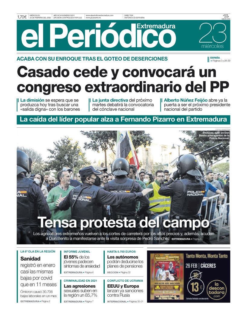 Consulta la portada correspondiente al día 23 de febrero del 2022