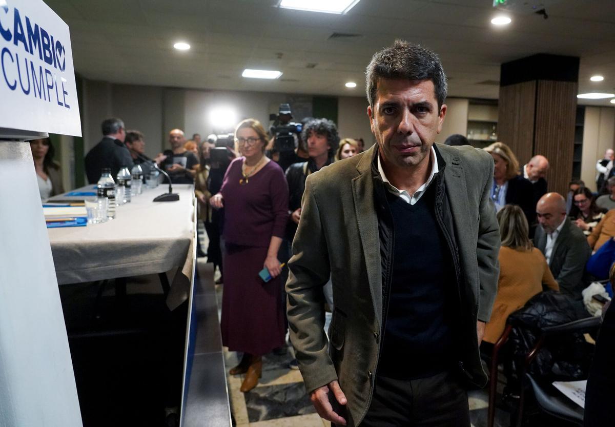 El 'president' de la Comunitat Valenciana, Carlos, Mazón, en la Junta Directiva del PP de esa autonomía esta semana.