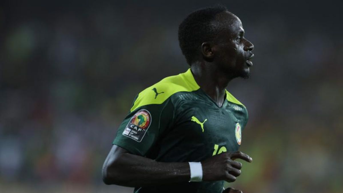 Sadio Mane, el delantero de Senegal, celebrando un gol tras anotar en la Africa Cup of Nations.