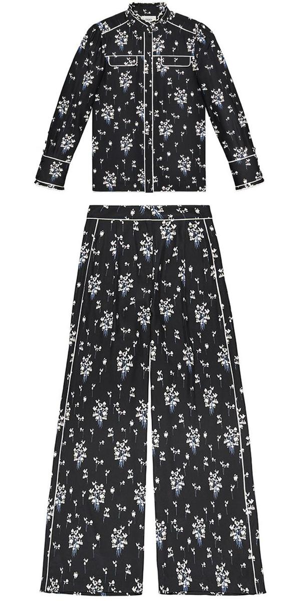 Conjunto estilo pijama con estampado floral, adelante de la colección de Erdem x H&M