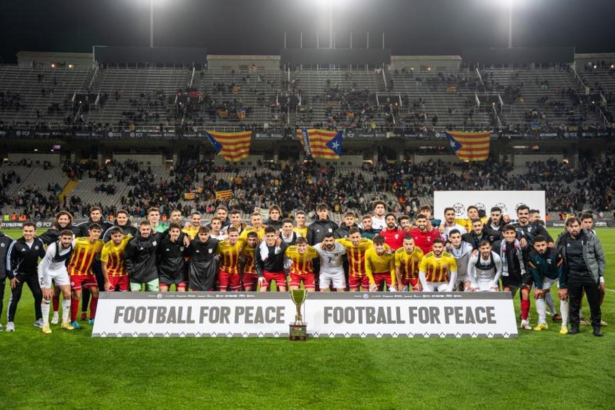 Partido entre Catalunya-Palestina en el Estadi Olímpic de Lluís Companys