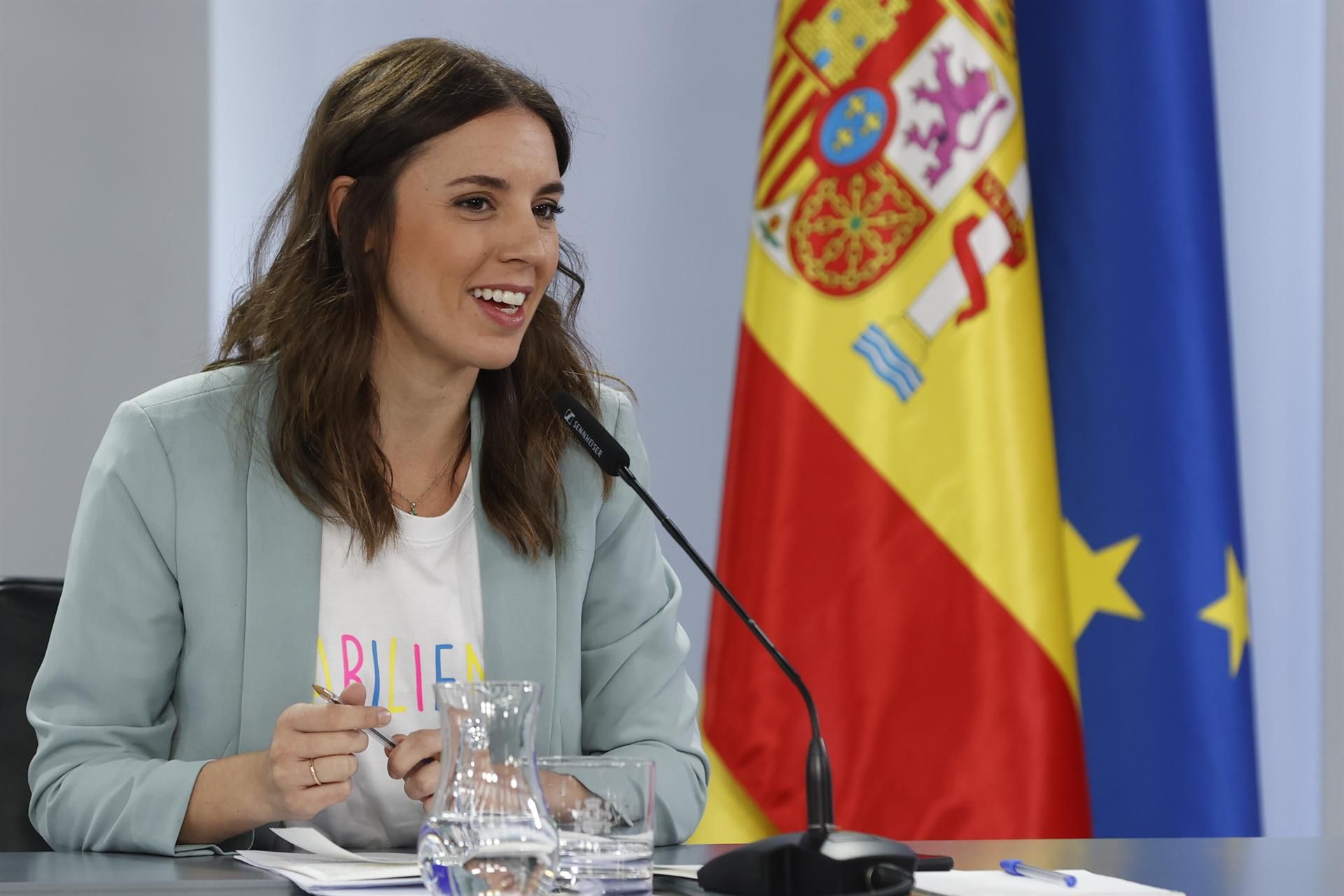 La ministra de Igualdad, Irene Montero, durante una rueda de prensa.