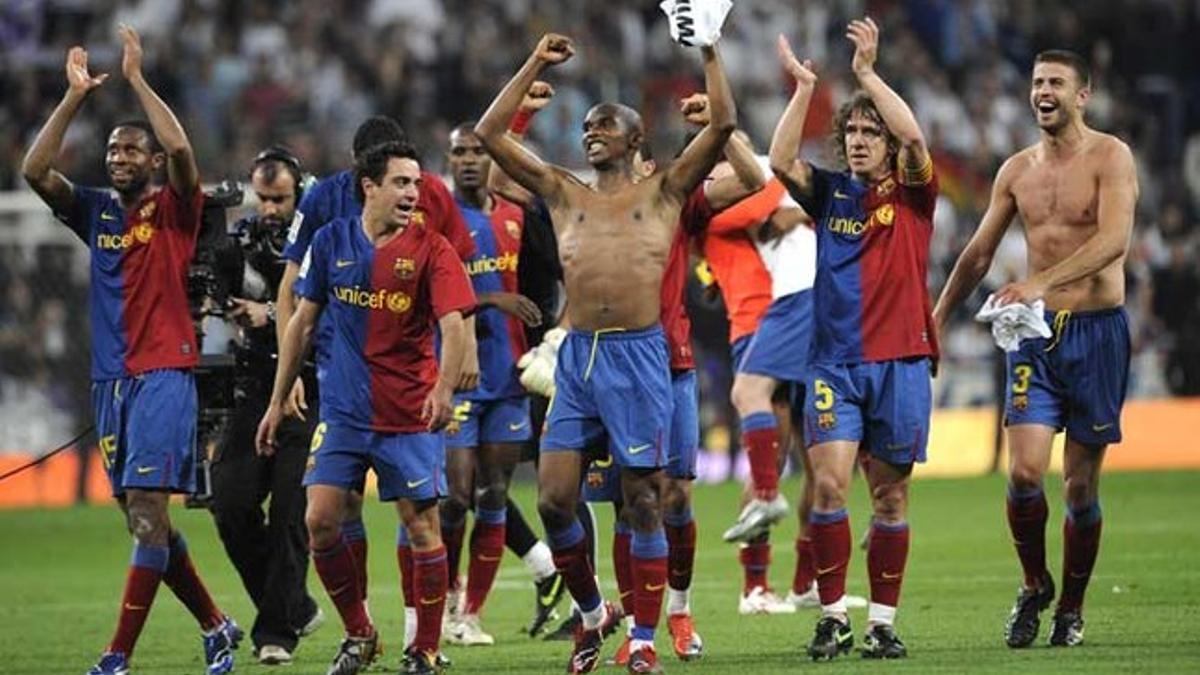 El FC Barcelona marcó seis goles en el Bernabéu en el duelo de la temporada 2008/2009: 2-6. La euforia final estaba justificada