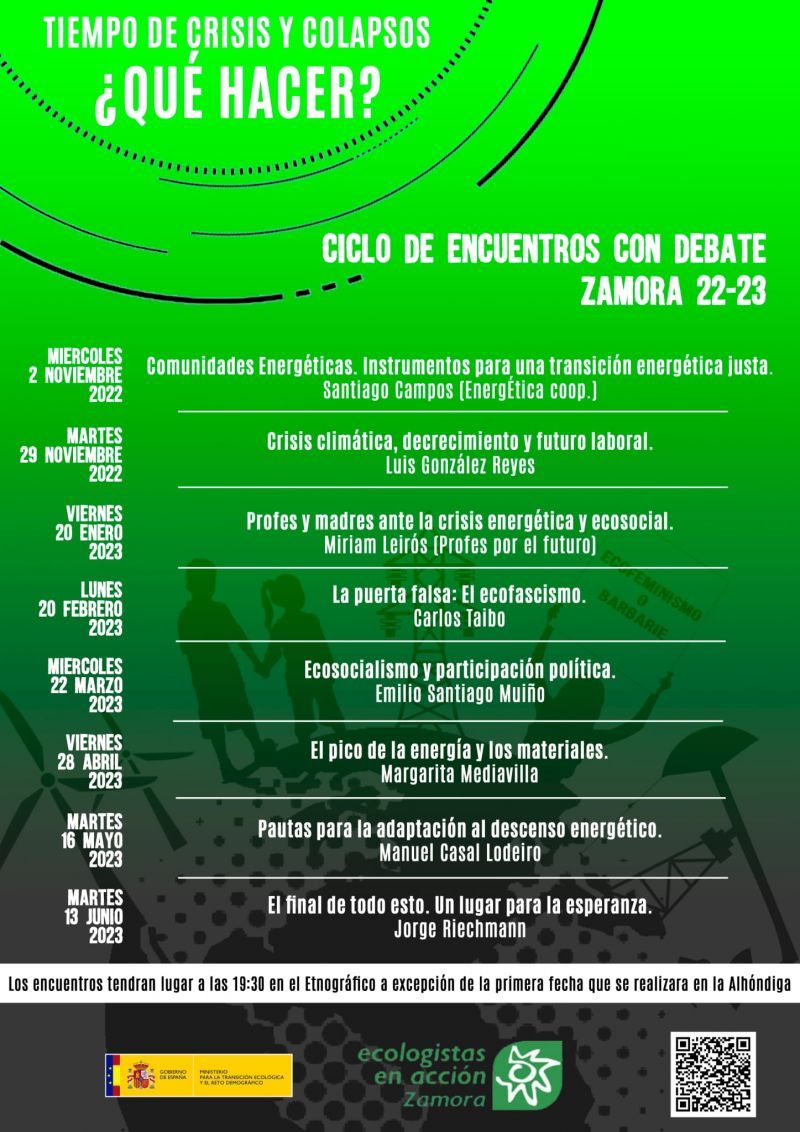 Ciclo de charlas y debates 'Tiempo de crisis y colapsos, ¿qué hacer?