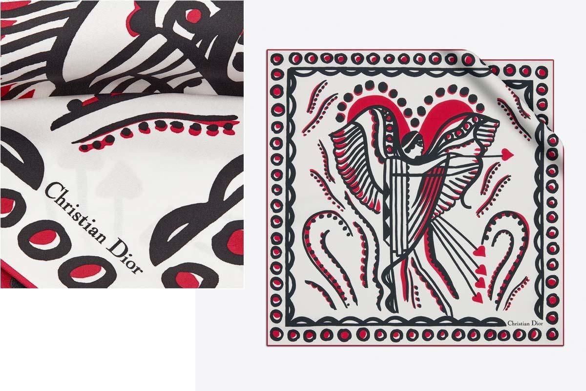 Pañuelo de seda estampado, de la colección 'Cupidon' por San Valentín, de Dior