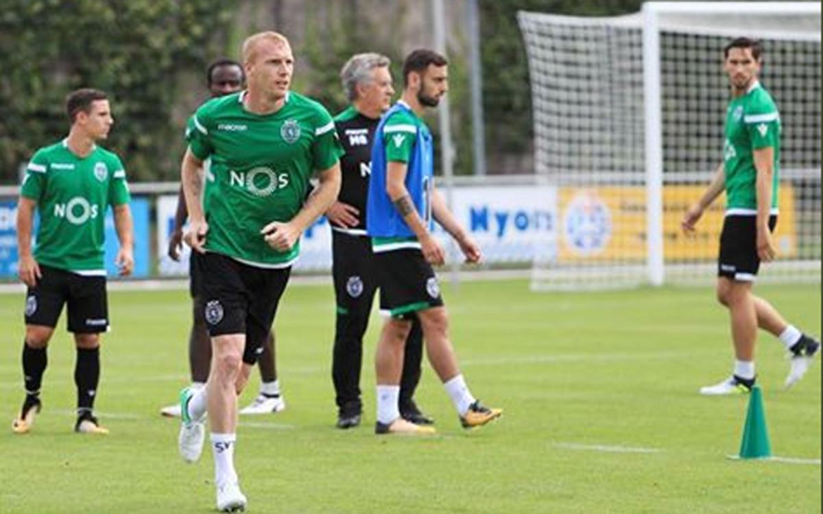 Mathieu, durante un entrenamiento con el Sporting de Lisboa