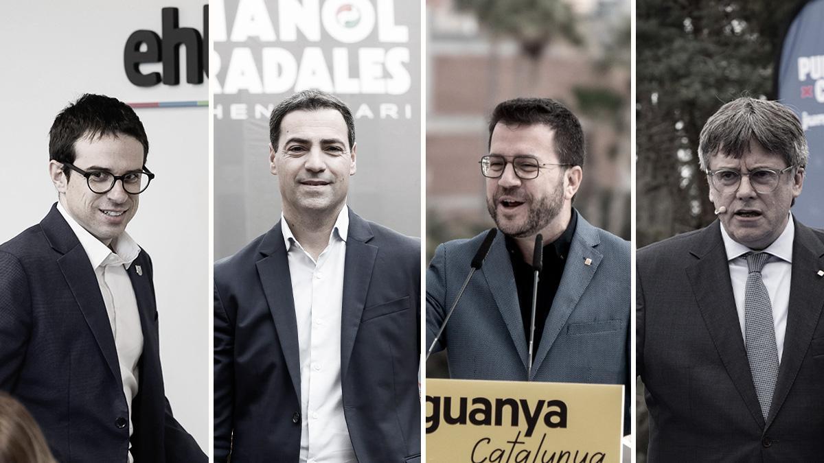 Pello Otxandiano, Imanol Pradales, Pere Aragonès y Carles Puigdemont