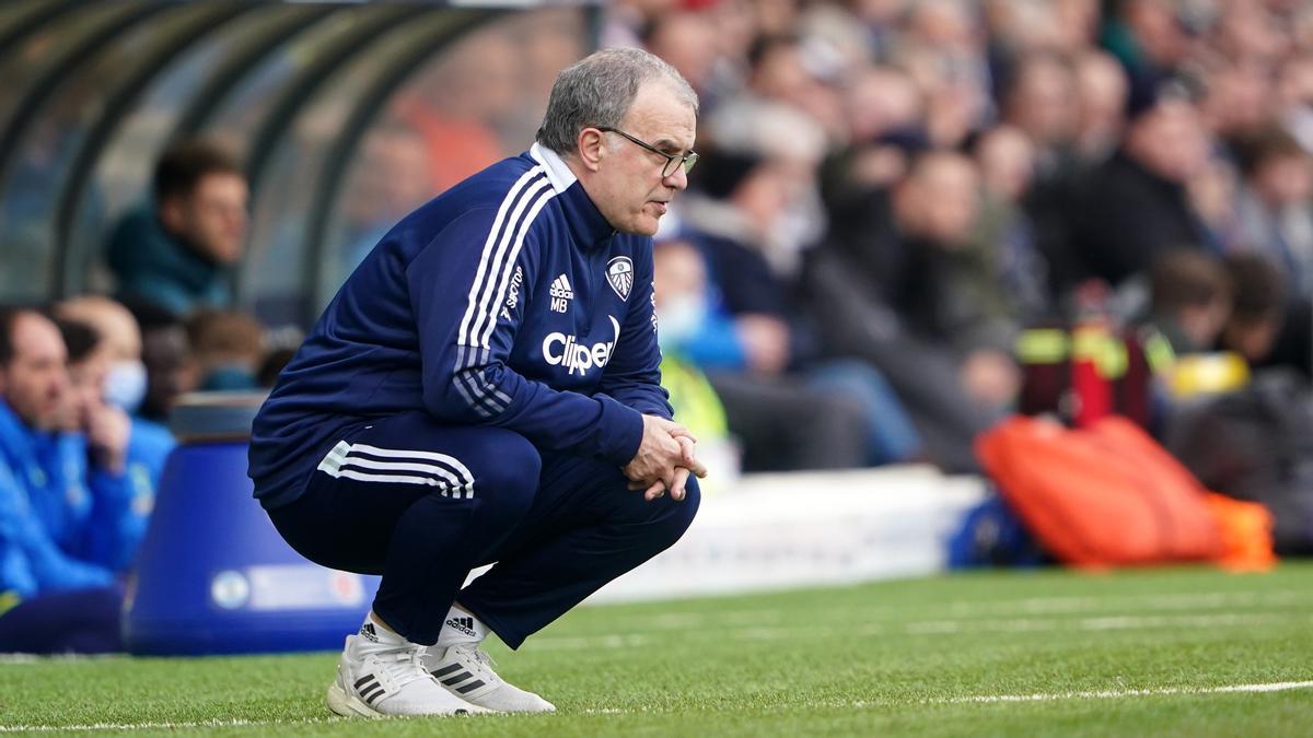 Marcelo Bielsa, durante el Leeds-Tottenham que se le sentenció. Marcelo Bielsa, durante el Leeds-Tottenham que se le sentenció.