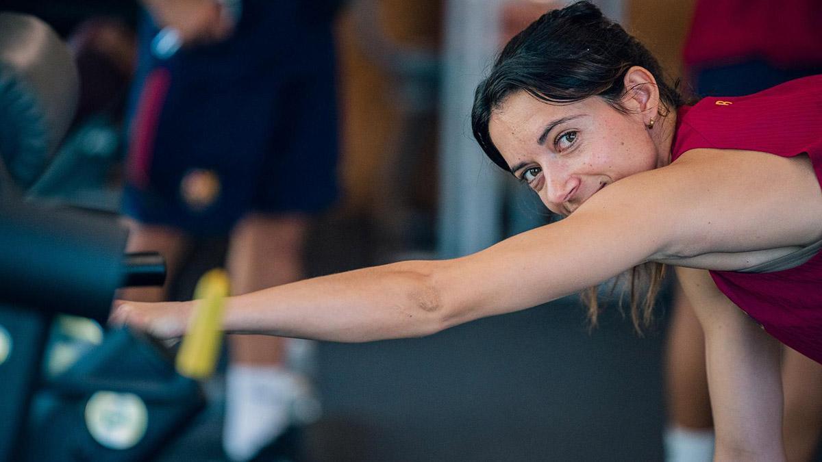 Aitana Bonmatí en el gimnasio tras la sesión de entrenamiento