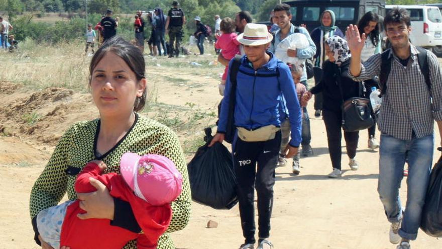 Refugiats arriben a Miratovac, a Sèrbia.