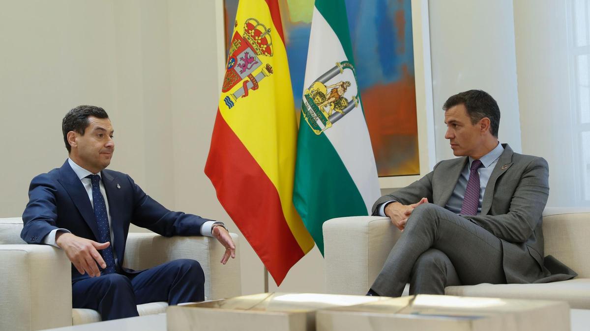 Pedro Sánchez y Juan Manuel Moreno en su última reunión en Moncloa en julio de 2022.