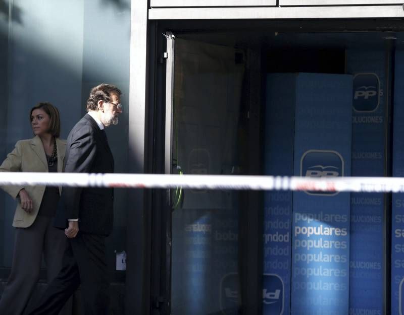 Un turolense estrella su coche contra la sede del PP en Madrid