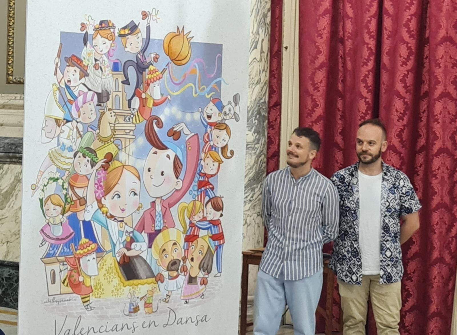 Los artistas de la falla infantil, con su proyecto.