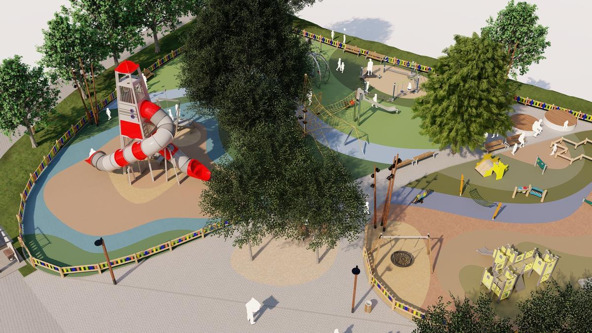 Infografías del futuro parque de La Reconquistas en la zona oeste de Pola de Siero