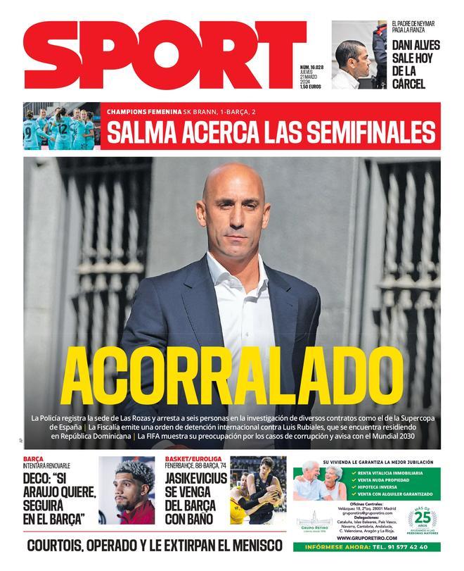 La portada SPORT de hoy,  21 de marzo de 2024