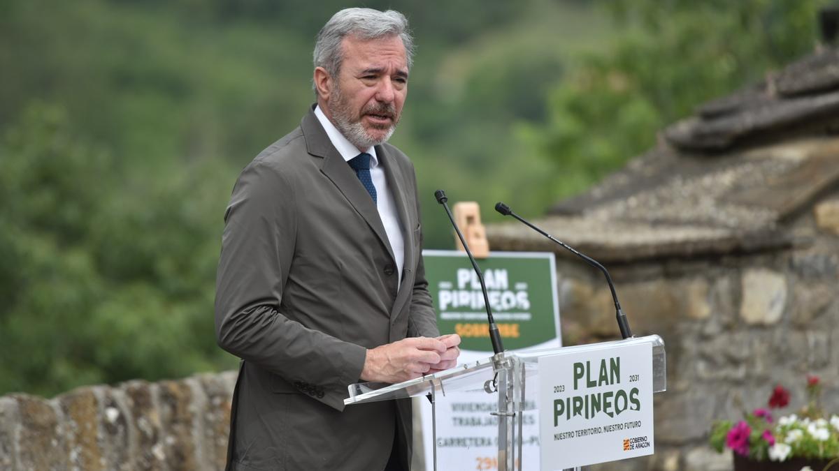 El presidente de Aragón, Jorge Azcón, este jueves en Boltaña.