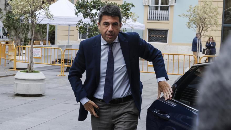 Carlos Mazón a su llegada al Palau, este viernes a primera hora