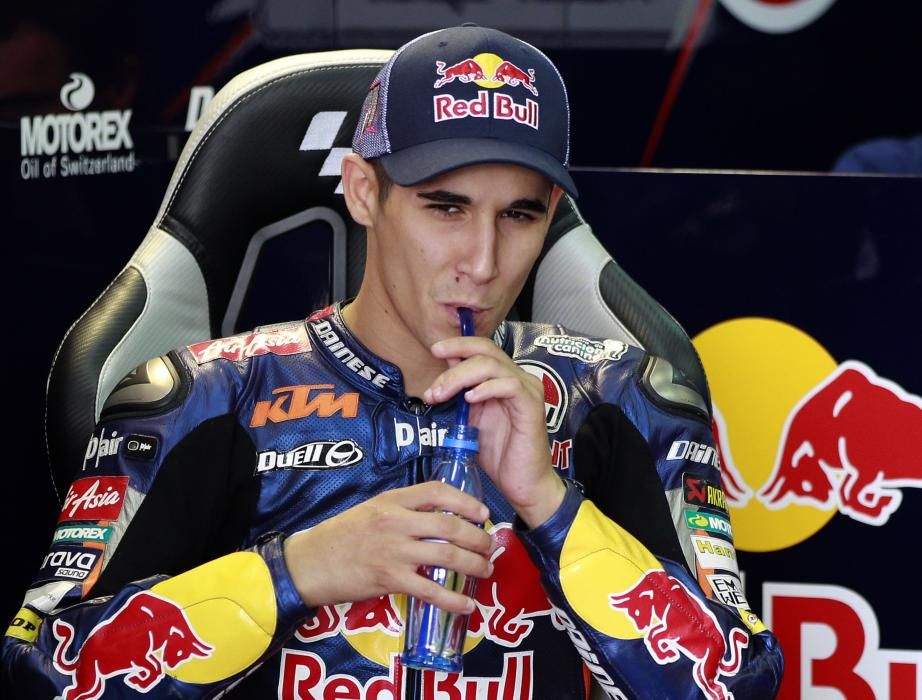 KTM Moto3 rider Luis Salom of Spain has a drink ...