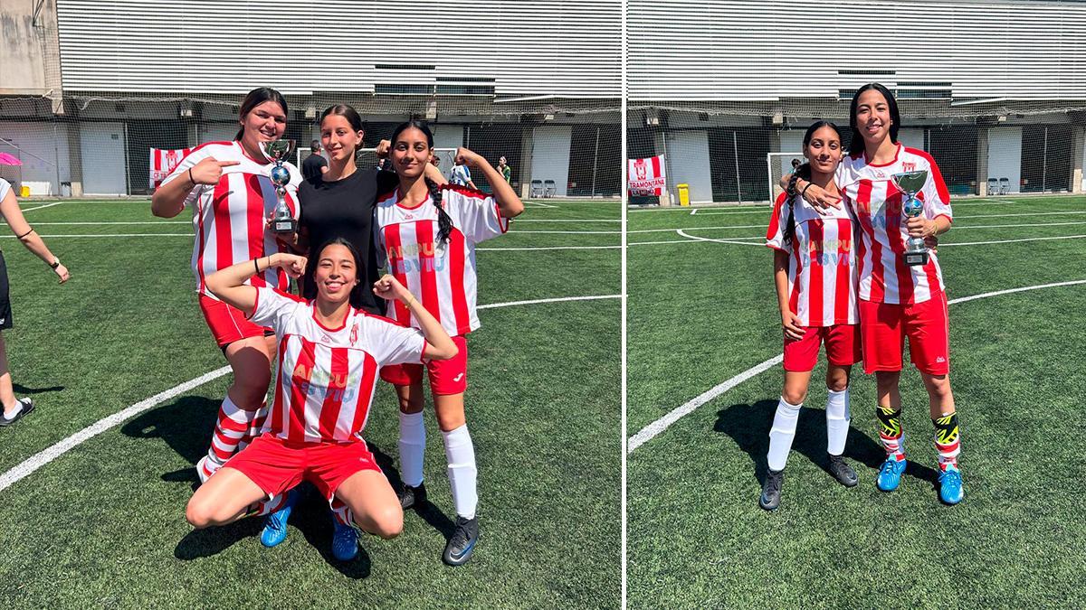 Las jugadores del CF Tramontana La Mina celebran la victoria en el torneo de su club