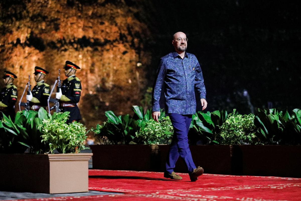 Charles Michel, presidente del Consejo Europeo, a su llegada al evento.