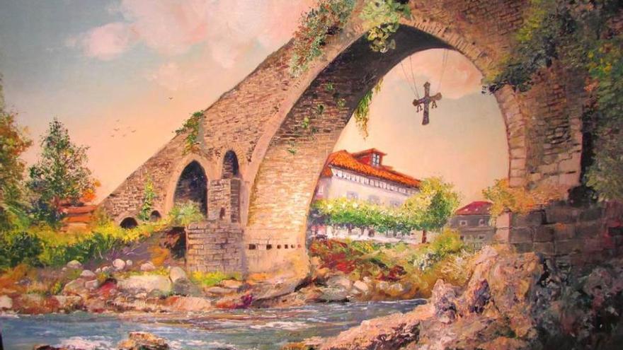 Cuadro del &quot;puente romano&quot; de Cangas de Onís.
