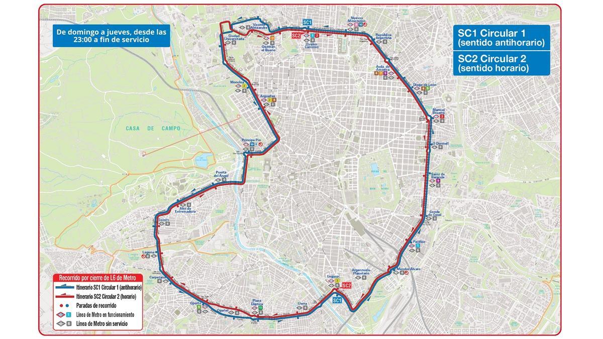 Servicio especial gratuito de autobús por el cierre anticipado de la línea 6.
