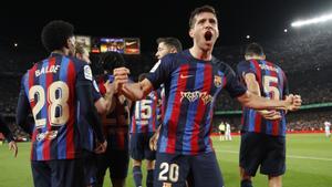 Sergi Roberto celebra el primer tanto azulgrana. 